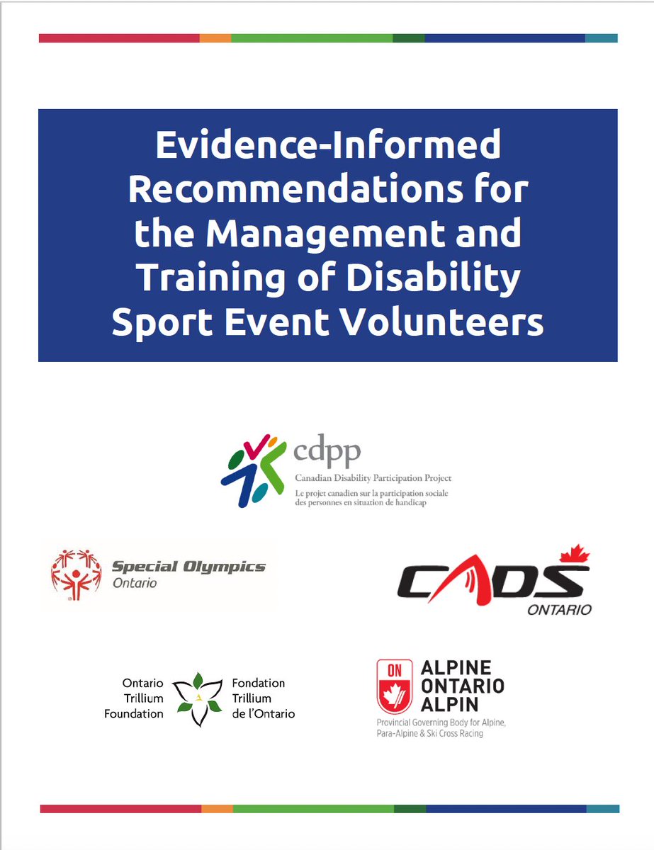 Thrilled to see new guidelines on #ParaSport #VolunteerTraining come out as a result of work done in the Revved Up Lab with @CanDisParPro. 

If you are hosting or participating in a Para sport event soon, check out the details at cdpp.ca/resources-and-… 

#DisabilitySport