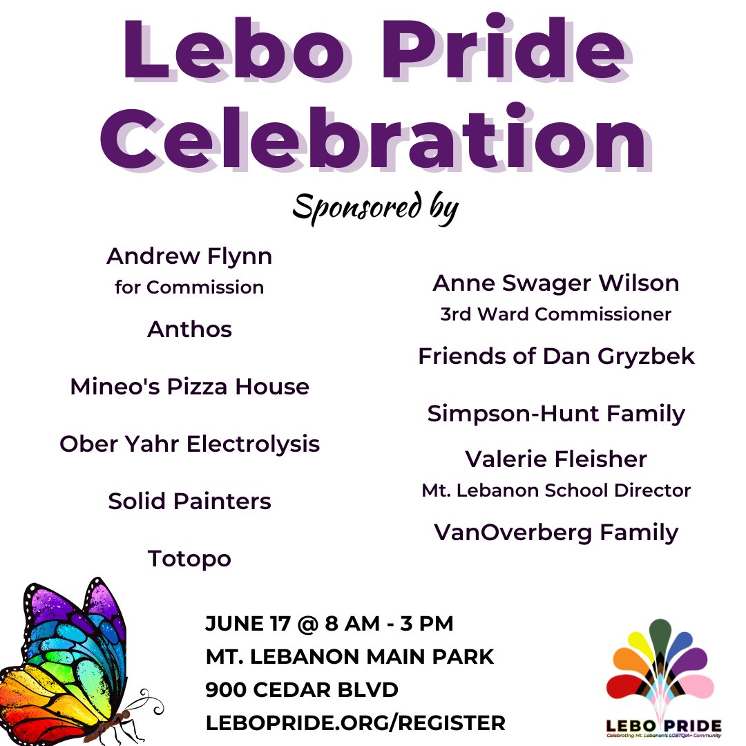 LeboPrideOrg's tweet image. A hearty thanks to our sponsors of #LeboPrideCelebration!

Andrew Flynn (@andrewflynnpa)

Anthos

Mineo's Pizza House

Ober Yahr Electrolysis

Solid Painters

Totopo

Anne Swager Wilson

Dan Gryzbek

The Simpson-Hunt Family

Valerie Fleisher

The VanOverberg-Family