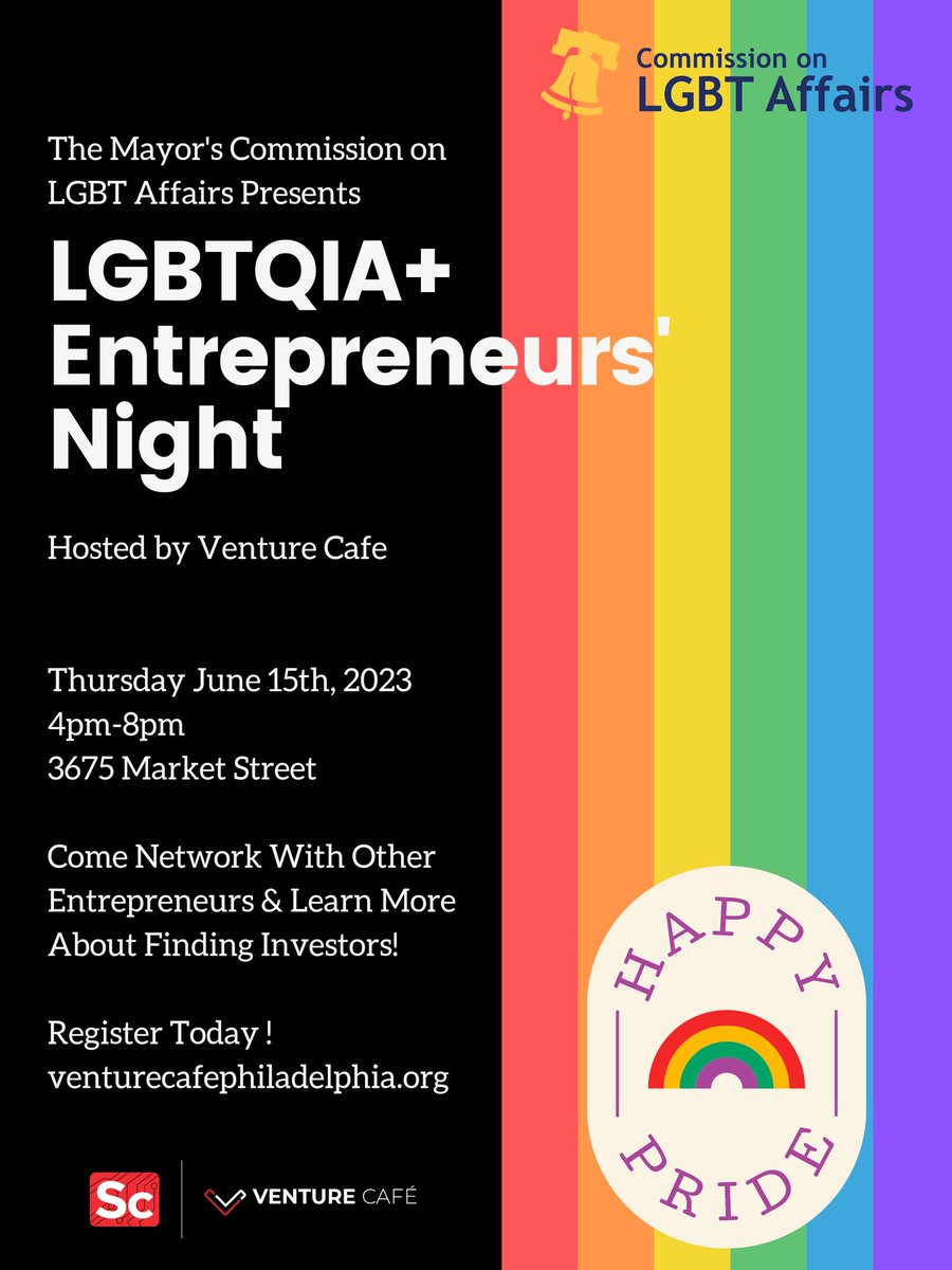 i am soOoOo hype for this event!

as a Commissioner for the Mayor's Commission on LGBT Affairs here in Philadelphia we are excited to host this event with <a href="/vencafePHL/">Venture Cafe Philadelphia</a>!