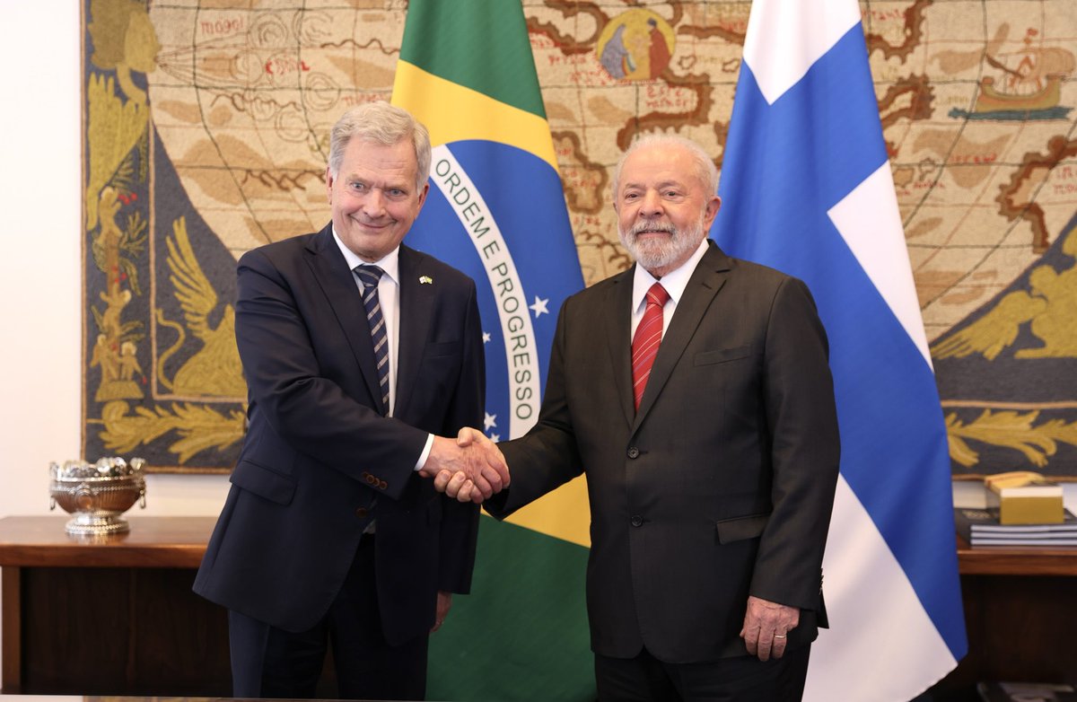 Good to visit Brazil. With President <a href="/LulaOficial/">Lula</a>, we had a profound discussion on peace and security, the future of the multilateral order, and how to address our common global challenges. The cooperation between Finland and Brazil is growing stronger.