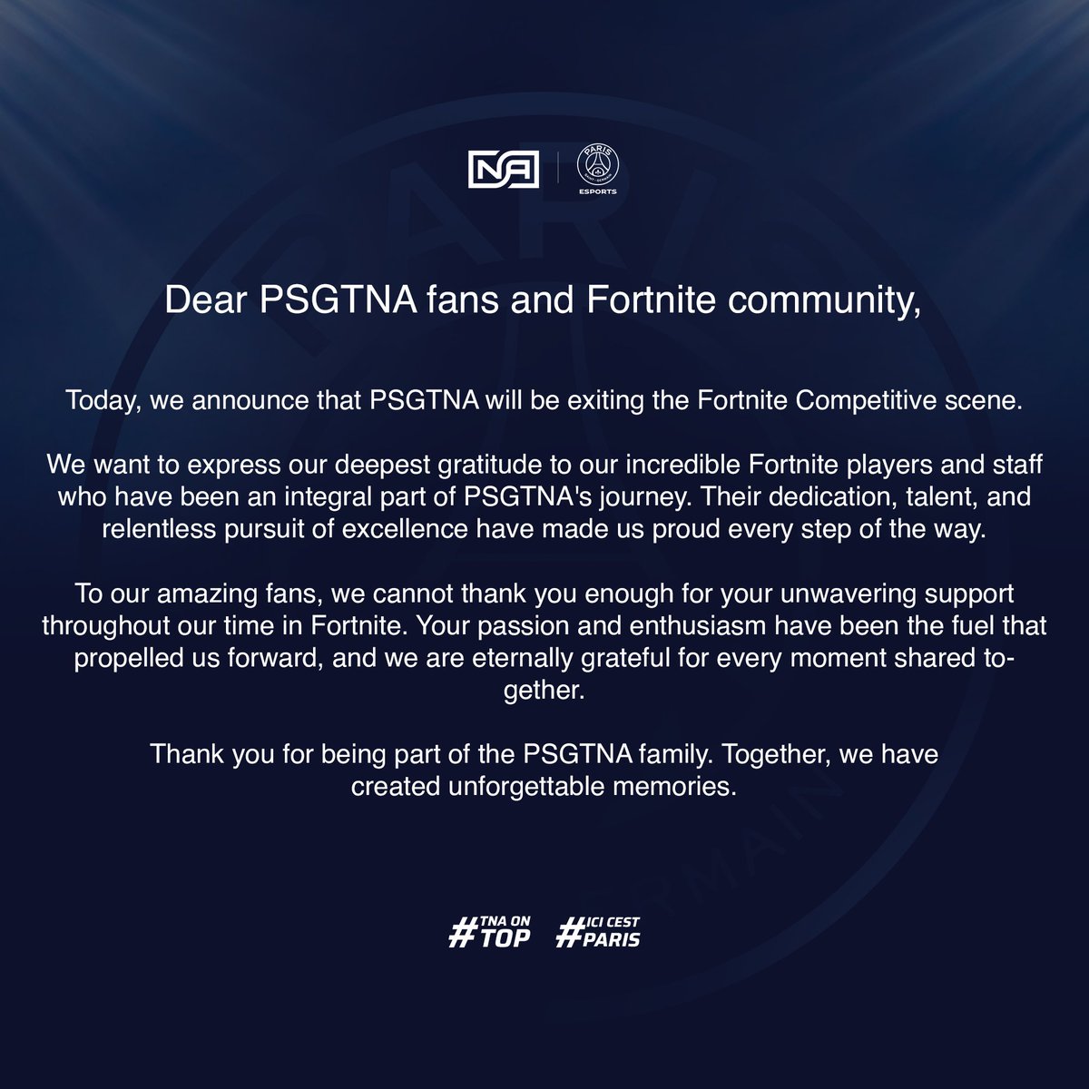 Official Statement from PSGTNA