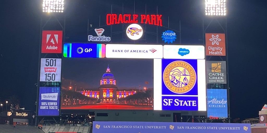 SF State (@sfsu) on Twitter photo Shout out to all of our new Gator alums! Special thanks to all who celebrated with us last week. San Francisco (<a href="/sfgov/">City of San Francisco</a>) lit up City Hall in your honor, too! #SFSU2023 🎓💜💛 Shout out to all of our new Gator alums! Special thanks to all who celebrated with us last week. San Francisco (<a href="/sfgov/">City of San Francisco</a>) lit up City Hall in your honor, too! #SFSU2023 🎓💜💛