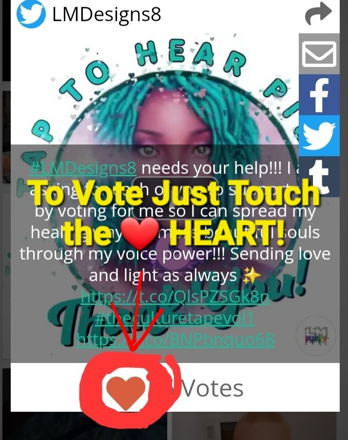 Epa! TONYA en ESPAÑOL también hace un llamado a la #ComunidadWeb3
#web3community!:

"Hey! ¡SE VOTA MUY RÁPIDO! ¡Mostrémosle todo nuestro apoyo a <a href="/LMDesigns8/">LMDesigns8</a>! 
PARA VOTAR ❤️❤️❤️ SÓLO TOQUEN EL CORAZÓN...!!!!!
Voten YA si pueden..! 👇
gleam.io/g/wfoqp