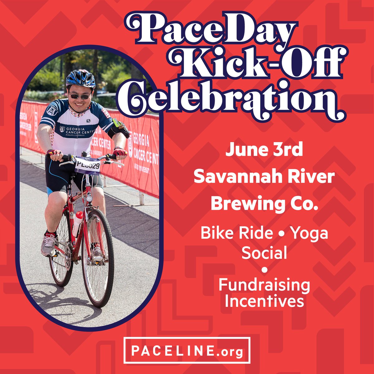 2 DAYS AWAY! Join us this Saturday, June 3rd, at Savannah River Brewing Company. 🚴Gates open at 8:30 AM with wheels down at 9:15 AM. 🧘‍♂️Yoga is at 10 AM. 🍻Brewery opens at 11 AM for socializing, beers, and food from Fuse Mobile. #jointhepaceline #curecancerfaster #community