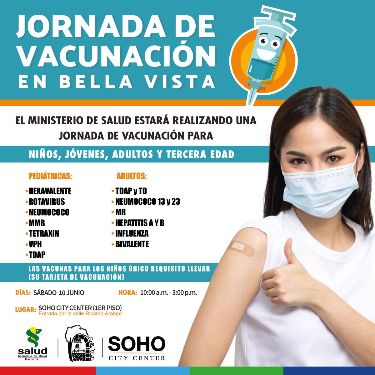Sábado 10 de junio!! Estaremos en Soho Mall vacunando!!  <a href="/yvovaldes/">Yvonne🌈</a> @sacheenng <a href="/arobleschiari/">Alma Robles</a> <a href="/lupitaderios/">Lupita de Rios</a> <a href="/Magu911/">Magali Urrutia</a> @