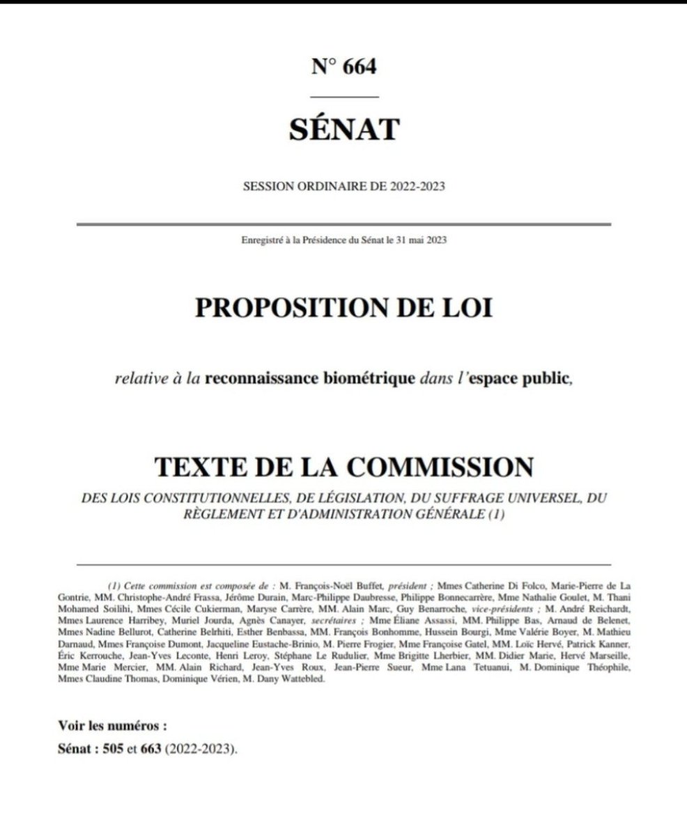 🇫🇷 Le Sénat a adopté en commission des lois une proposition de loi autorisant dans certains cas le recours à la reconnaissance biométrique dans l'espace public en temps réel et a postériori. (texte)
