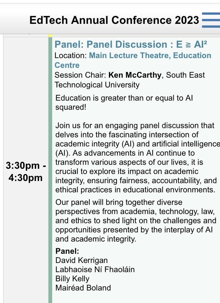 BolandMairead's tweet photo. A pleasure to be part of today’s @ILTAtweets Conference panel on behalf of @QQI_connect at @LawSocIreland on the intersection of #ArtificialIntelligence &amp; #AcademicIntegrity alongside Billy Kelly, #NAIN Chair; @LaoisNi &amp; @crinuboy, superbly chaired by @kenmccarthy7 @SETUIreland. https://t.co/YrX09F71nj