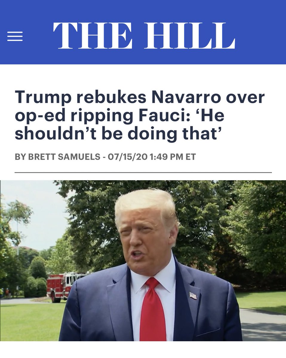 JULY 2020 — While Ron DeSantis proudly went against Fauci's lockdown orders, Donald Trump was defending Fauci and telling his advisors to stop being so mean to him.