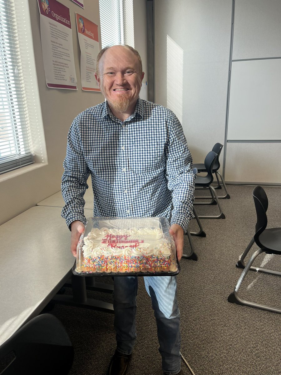 TolWilhite's tweet photo. Wrapping up our third day of revising our Social Studies units of study for grades 3-5.  Had to take a birthday break to celebrate Russell Montgomery @ParksideIC as he turned 29 (cough, cough).  #1LISD https://t.co/0kFIH0Kn8e