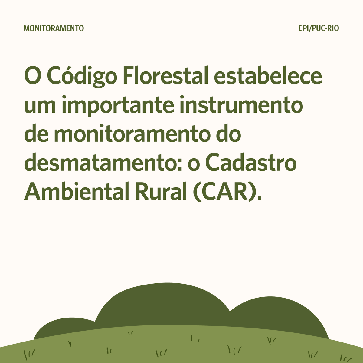 CPI_PUCRio's tweet image. 🌳📃 O #CódigoFlorestal estabelece um importante instrumento de monitoramento: o CAR. 👇