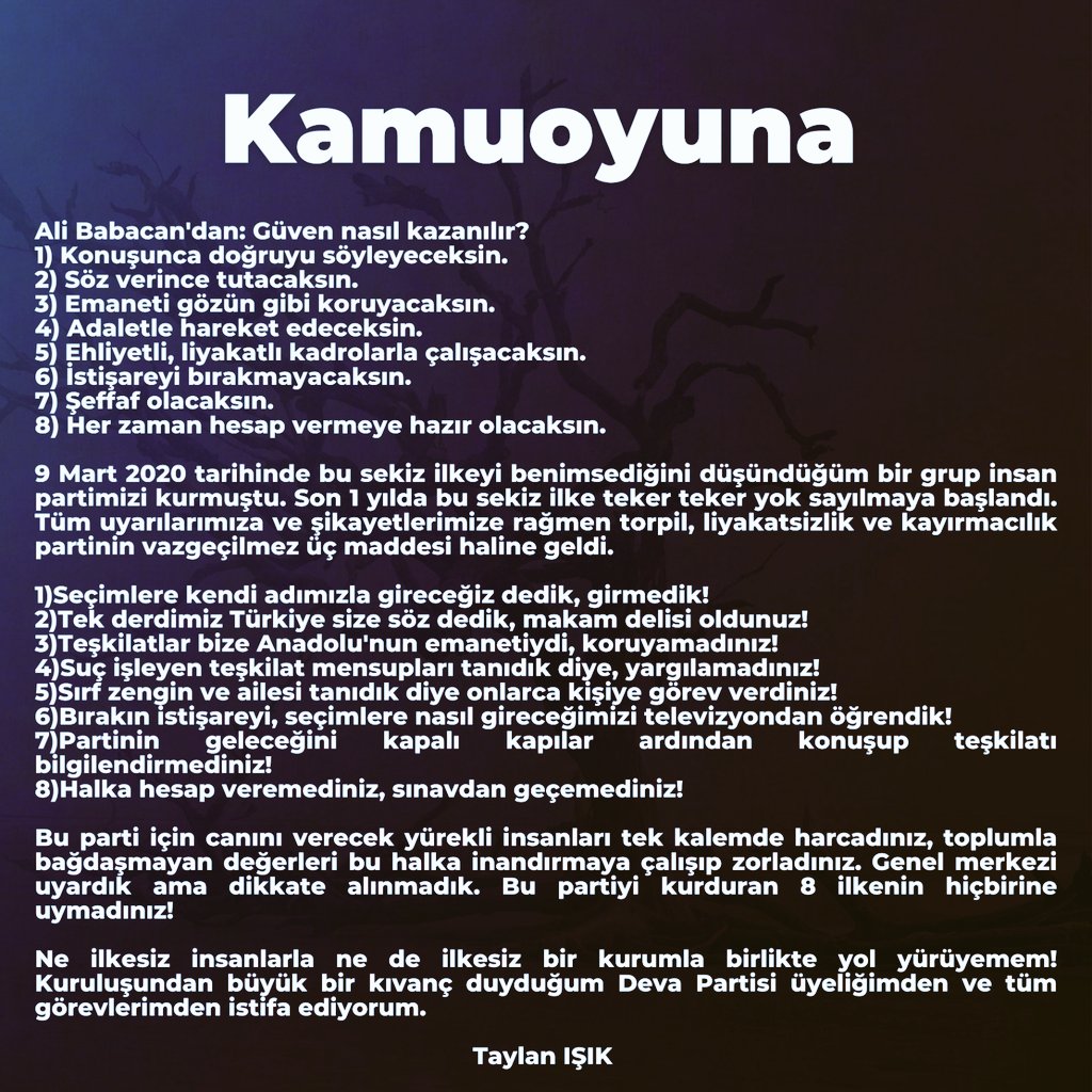 KAMUOYUNA SAYGIYLA DUYURULUR! <a href="/devapartisi/">DEVA Partisi</a> <a href="/alibabacan/">Ali Babacan</a>