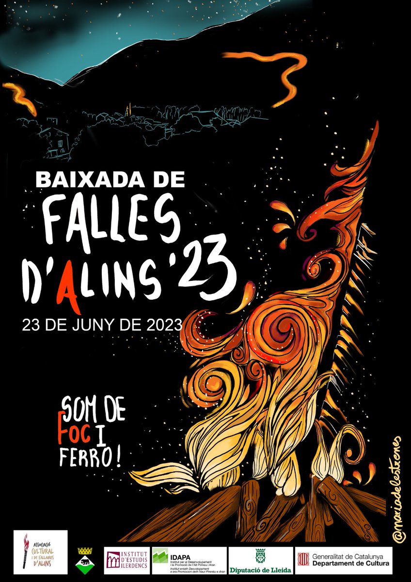 Estem súper contents de presentar-vos el cartell;
De les Falles d'Alins 2023 🖤💫🔥
@mariadelestrenes_ ets una artistassa 👌🏽
Som de FOC i FERRO✊🏽🔥
Queden 21 dies família!!!
#alins #fallesalins #fallesalins2023 #fallesdelpirineu #viscalins #somdefociferro #pnaltpirineu #cultura