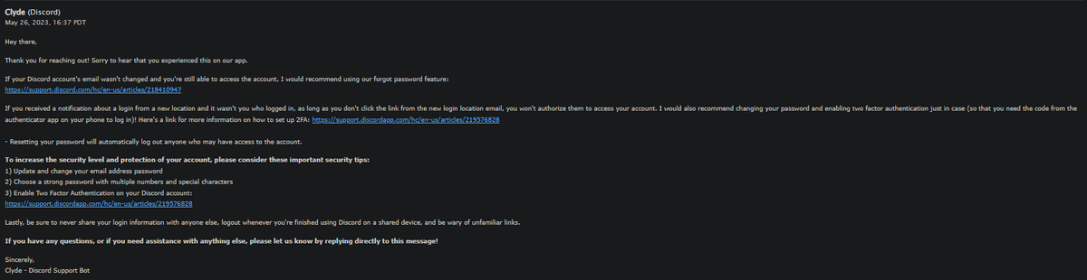 xscripto1's tweet photo. @discord_support no matter how much I try to get my hacked account back I keep getting the same botted reply, for one thread I replied all proof to the bot 3 times and received the same copy+paste answer. https://t.co/X4Zl9py5O6