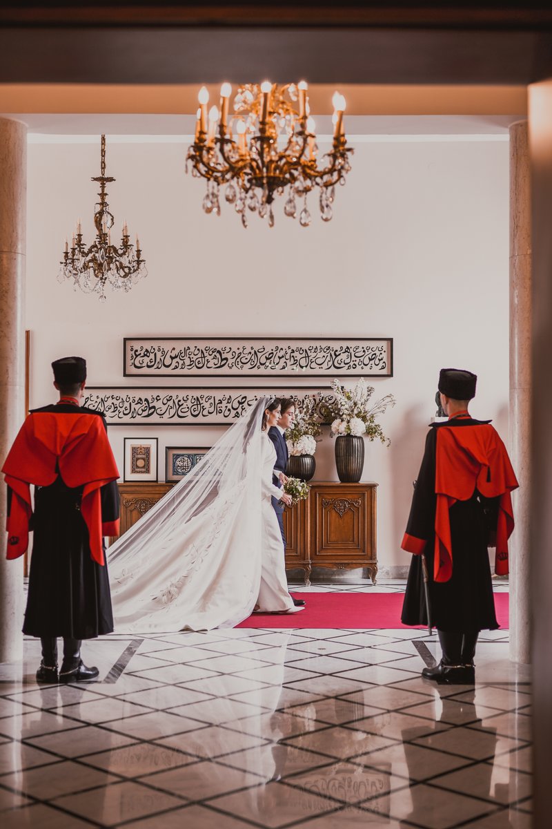 Moments before the marriage ceremony of Their Royal Highnesses Crown Prince Al Hussein and Princess Rajwa Al Hussein in Zahran Palace
#CelebratingAlHussein