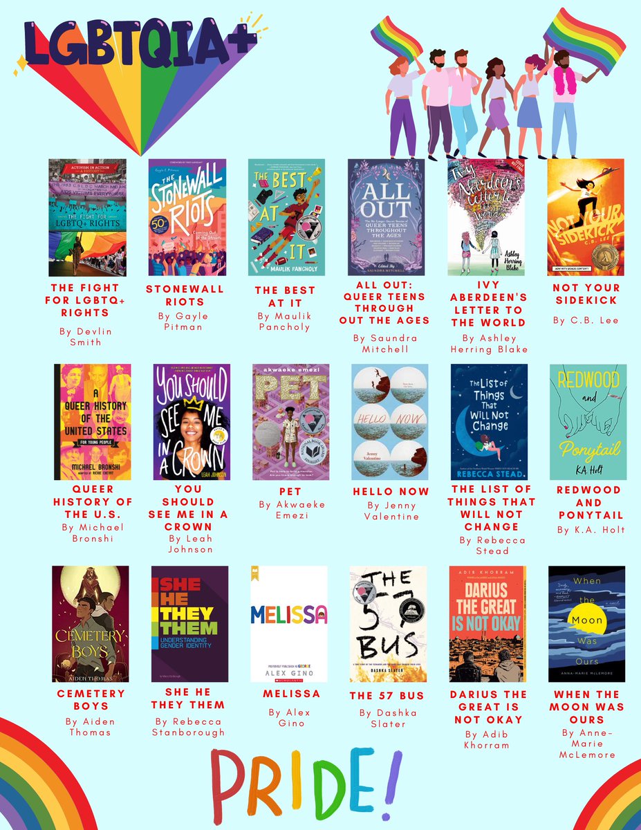 If you’d like a @canva template for LGBTQIA+ affirming books, feel free to use this as a Pride Month #booklist starter: canva.com/design/DAFBJ8L… All titles are MG/YA fiction and non-fiction books from my middle school collection! 🏳️‍🌈🏳️‍⚧️