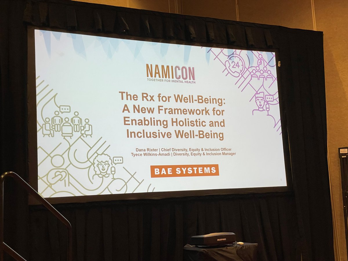 Our Chief #DEI Officer, Dana Rixter, and DEI Manager, Tyece Wilkins-Amadi, recently presented our “Rx for Well-Being” at #NAMICon in Minneapolis. We’re delighted to partner with @NAMICommunicate to help provide inclusive, holistic support for #MentalHealth. #LifeAtBAESystems