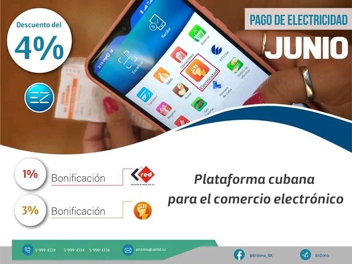 Bandec97's tweet image. 🛑 Para el mes de JUNIO @OSDE_UNE+@redsaCuba ofrecen una bonificación del 4⃣% para los pagos de la 🔌💡 en la plataforma @EnZonaBX.
#electricidad #enzona #redsa #une

👀 Recuerde que la bonificación se aplica cuando usted efectúa el pago.

@EnZonaBX