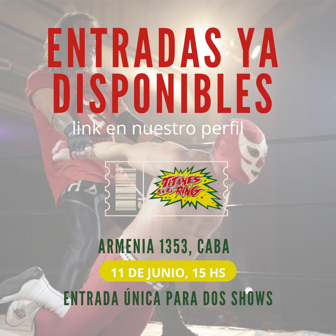 HOY SE VUELVEN A ENFRENTAR 💥  Y vos podes ser parte de una tarde titánica en familia: obtené tus entradas en titanes2023.eventbrite.com.ar.

Con una sola entrada accedes a dos shows en una misma tarde. 

Domingo 11 de junio, 15 horas