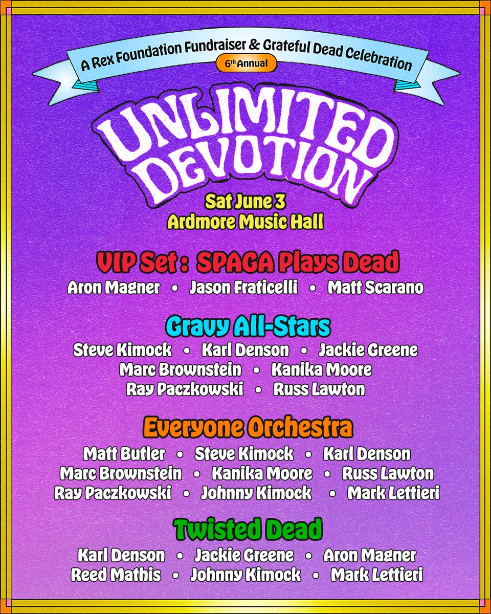 RexFoundation (@rexfoundation) on Twitter photo Starting tomorrow, an incredible weekend at Ardmore Music Hall -- good times and great music in support of Rex. It's becoming a beloved annual tradition -- be there! wl.seetickets.us/event/Unlimite…
<a href="/ArdmoreMusicPA/">Ardmore Music Hall</a> Starting tomorrow, an incredible weekend at Ardmore Music Hall -- good times and great music in support of Rex. It's becoming a beloved annual tradition -- be there! wl.seetickets.us/event/Unlimite…
<a href="/ArdmoreMusicPA/">Ardmore Music Hall</a>