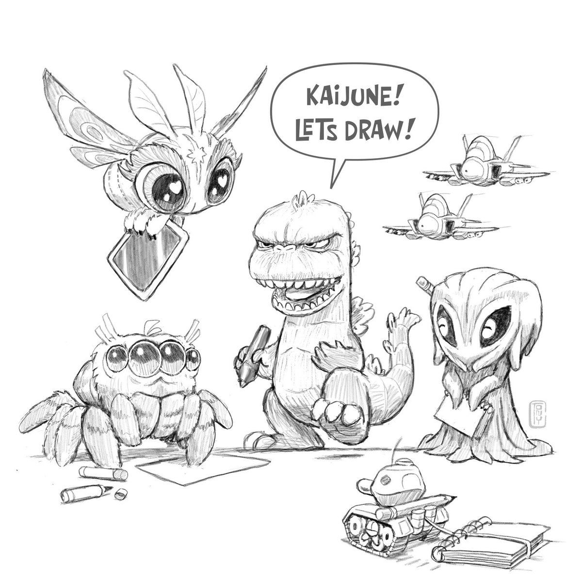 It's #KaiJune 2023! time to doodle some #kaiju! #kaijune2023 #kaijune23 
#monster #creaturedesign #creatures #monsterdesign #Godzilla #Mothra #Hedorah #Kumonga #adobefresco 
...
I'm not following any specific prompts. Just plan to doodle whatever Kaiju inspires me that day.