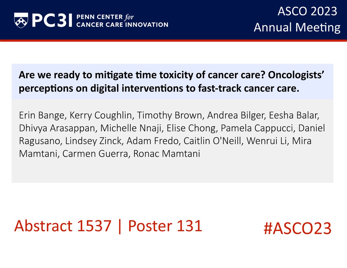 Penn Cancer Innovation (@pc3innovation) on Twitter photo #PC3IatASCO: PC3I's <a href="/Ron_cology/">Ronac Mamtani</a> & team <a href="/erin_bange/">Erin Bange MD MSCE</a> <a href="/kerrycoughlin/">kerrycoughlin.bsky.social</a> <a href="/TimothyJBrownMD/">Tim Brown, MD MSCE</a> explore #timetoxicity & oncologists' perceptions of digital interventions in #cancercare.
#ASCO #ASCO23 <a href="/ASCO/">ASCO</a>
meetings.asco.org/abstracts-pres⦠#PC3IatASCO: PC3I's <a href="/Ron_cology/">Ronac Mamtani</a> & team <a href="/erin_bange/">Erin Bange MD MSCE</a> <a href="/kerrycoughlin/">kerrycoughlin.bsky.social</a> <a href="/TimothyJBrownMD/">Tim Brown, MD MSCE</a> explore #timetoxicity & oncologists' perceptions of digital interventions in #cancercare.
#ASCO #ASCO23 <a href="/ASCO/">ASCO</a>
meetings.asco.org/abstracts-presβ¦