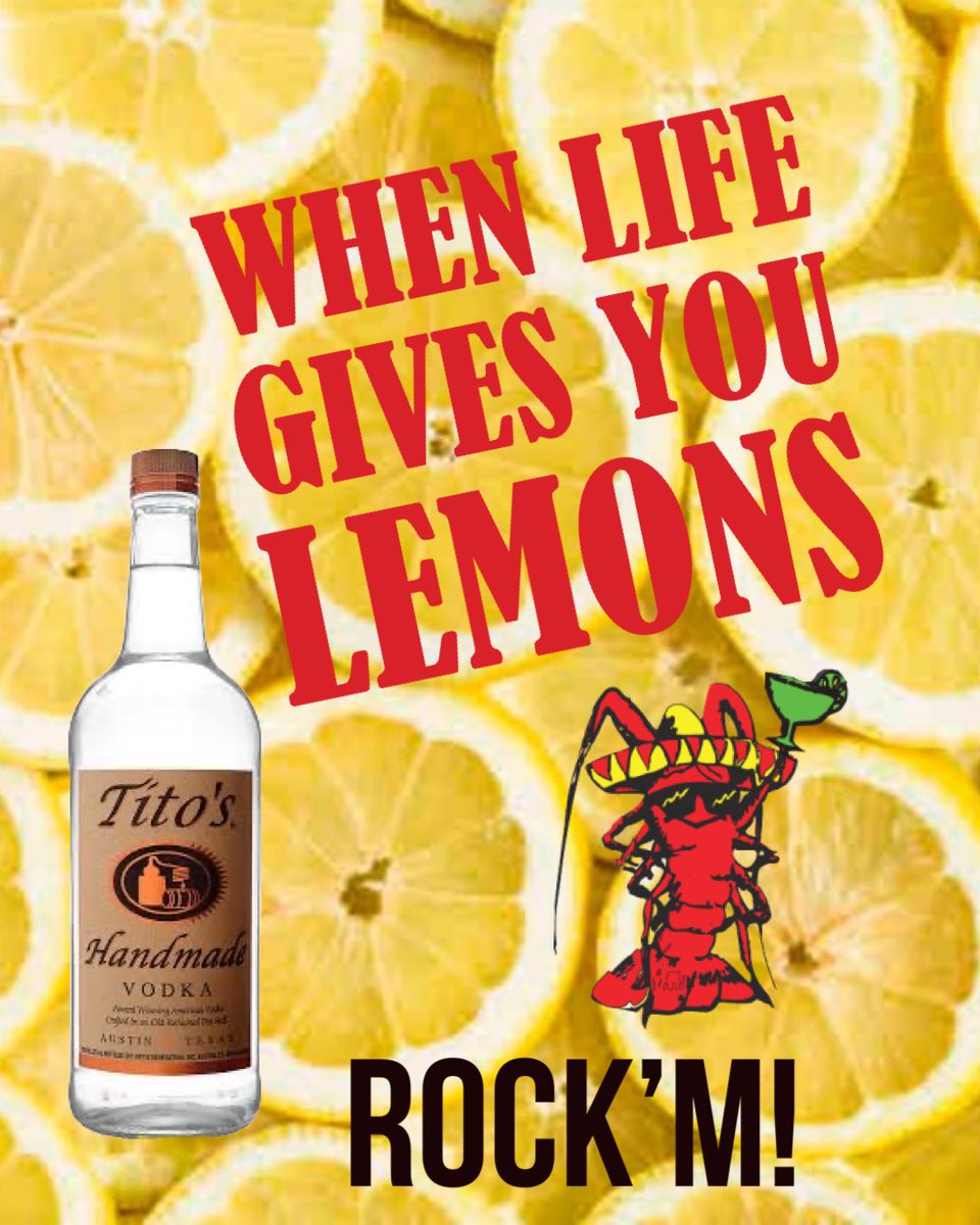 RockinBajaGL's tweet photo. If Life gives you Lemons on a Thursday… Our Drink of the Day is a Tito’s lemonade! Only $10* • 🍋• We Rock the Drink specials … every day of the week ! (*See our website for details &amp; a complete list of drink specials) https://t.co/dV0MIgBnIU https://t.co/IYKPDAQCfu