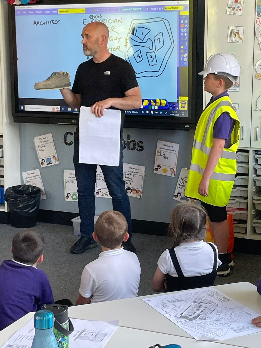 LochnorrisPrim1's tweet image. David Weir from Charlesfort Properties came in this afternoon to talk to our upper school about the process of building houses. The children were fascinated with the architectural drawings he brought in and all the different people it takes to build! #worldofworkweek 💜