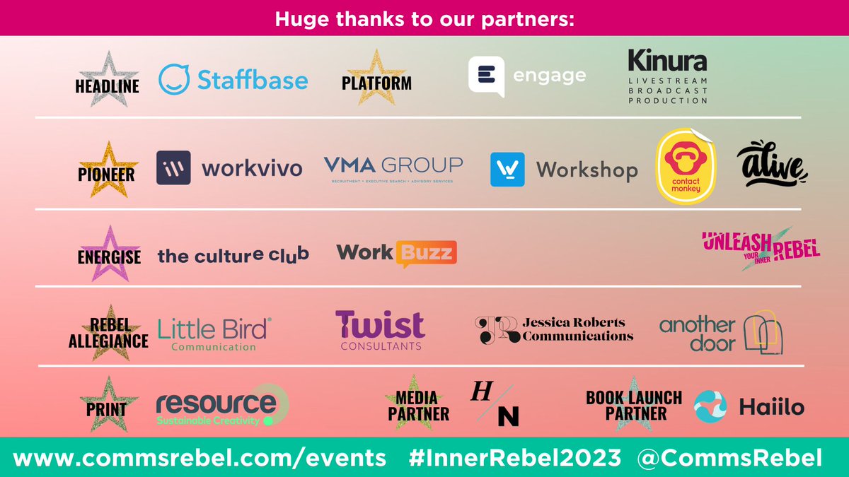 CommsRebel's tweet photo. A massive shout-out to our incredible partners supporting #InnerRebel2023 it means so much to us! 💜 https://t.co/hVAYsXTuc9