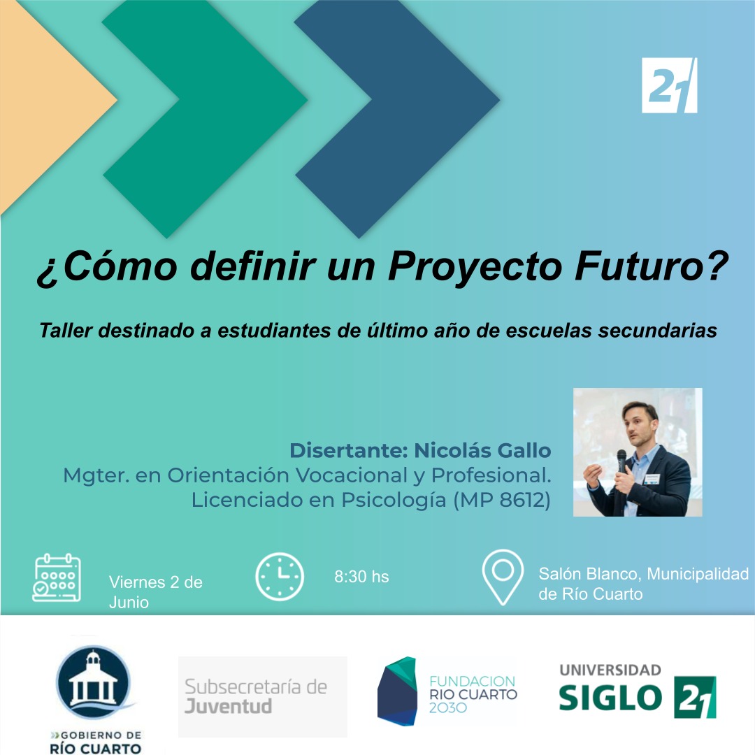 NycoGallo's tweet photo. @LaSiglo21 junto a Fundación Rio Cuarto 2030 y la Subsecretaría de la Juventud, mañana en el Salón Blanco Municipal, desarrollaremos un taller sobre Proyecto de Vida para mas de 100 estudiantes de la ciudad de Río Cuarto. https://t.co/O5jblrkRah