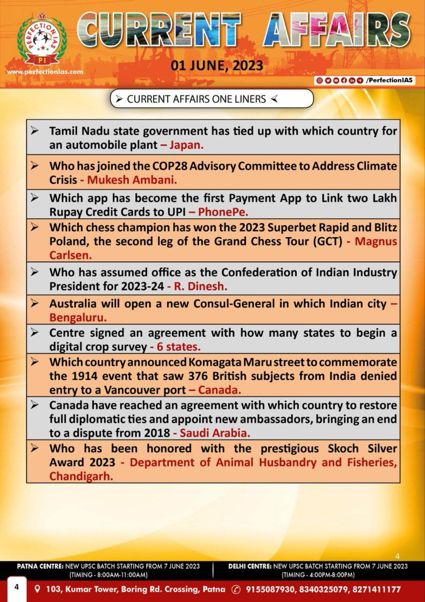 PIAS_delhi's tweet photo. Current Affairs One Liners

#currentaffairs #dailycurrentaffairs #dailycurrentaffairsinenglish #Bpsc68 #bpscstudymaterials #BPSC #BPSCPreparation #ias #upsc #ips #upscmotivation #upscpreparation #upscstudymaterial #upscexam https://t.co/EjzqJsRayv