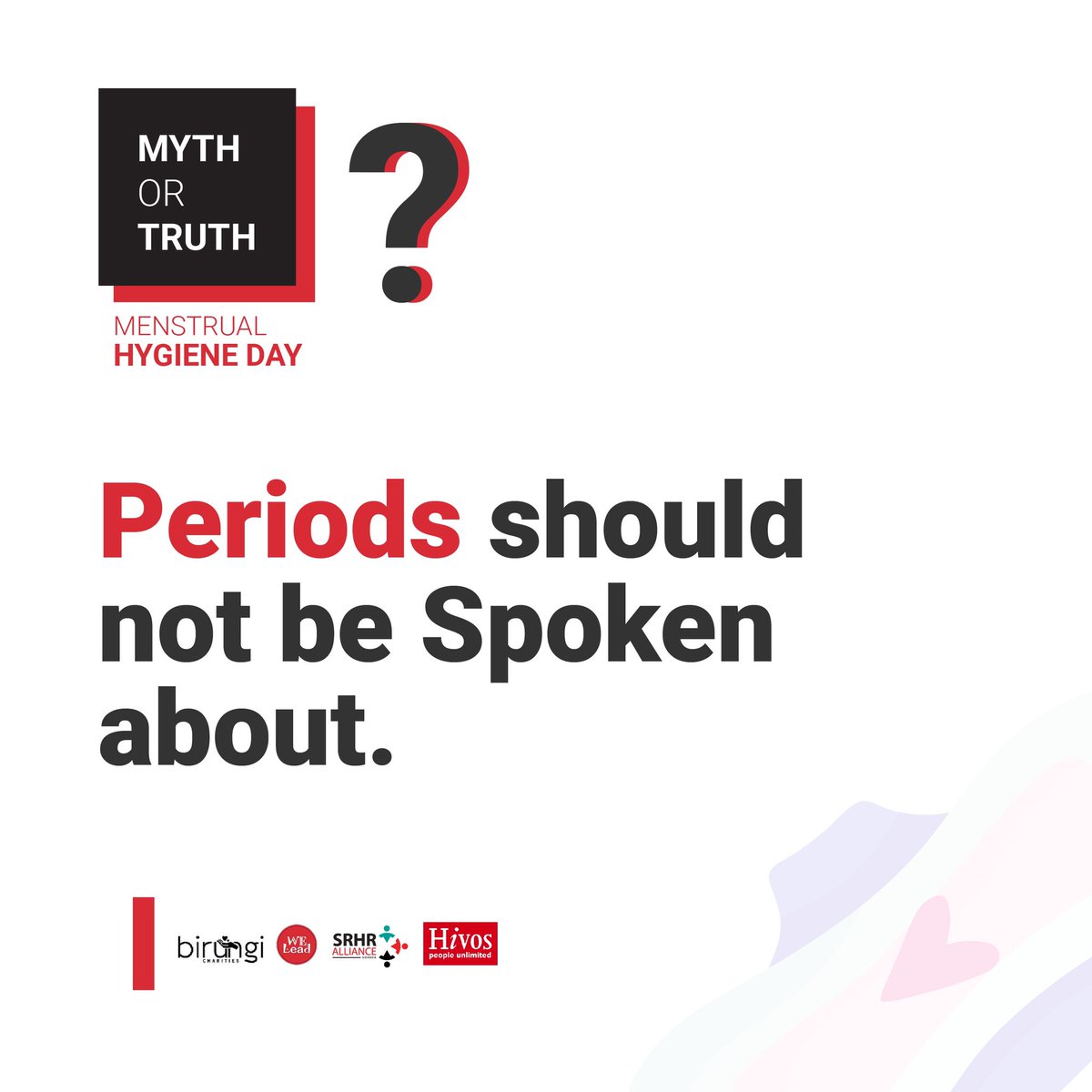 There are people who still believe that Periods should not be spoken about openly and that’s a shame ! Being comfortable having conversations about menstruation greatly contributes to ending period poverty ,shaming & stigma.etc
#HealthyPeriod4Her 
#WeAreCommitted 
#WeLeadOurSRHR