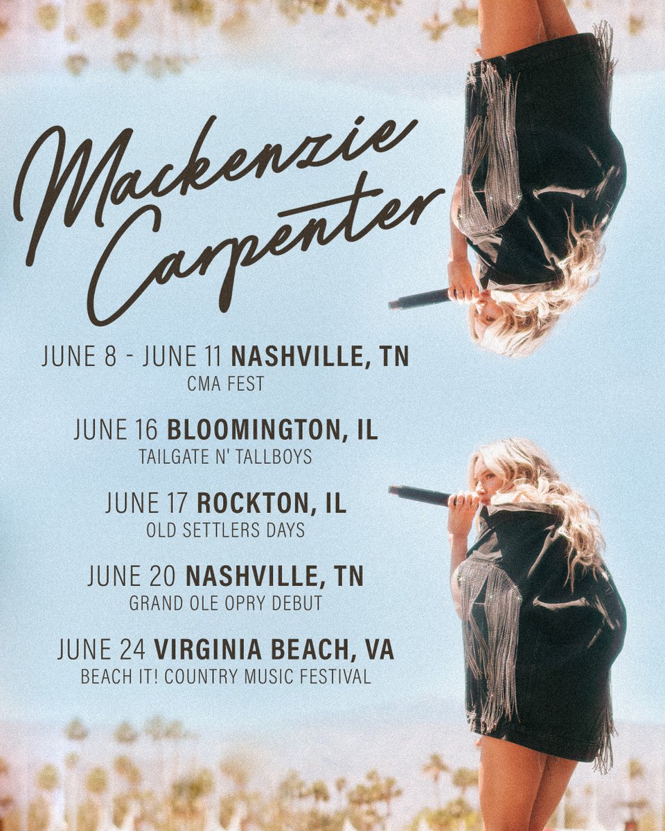 Mackenzie Carpenter (@mackcarpmusic) on Twitter photo dream festivals AND my <a href="/opry/">Grand Ole Opry</a> debut??? June is unreal. Get tickets for everything here: bit.ly/MackCarpTour and let me know where Iโll see you!! ๐ค ๐โ๏ธ dream festivals AND my <a href="/opry/">Grand Ole Opry</a> debut??? June is unreal. Get tickets for everything here: bit.ly/MackCarpTour and let me know where Iโll see you!! ๐ค ๐โ๏ธ