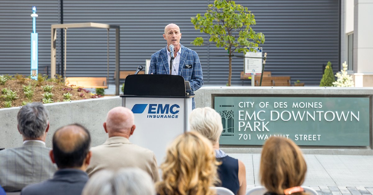 EMCInsurance's tweet photo. Yesterday, we held the ribbon-cutting ceremony for the new EMC Downtown Park, and today it officially opens to the public! π This outdoor space includes a half basketball court, pickleball court, climbing structure and so much more. Read more: https://t.co/JiDJQWX8Gb #CountOnEMC https://t.co/H2xhfu8Hp4