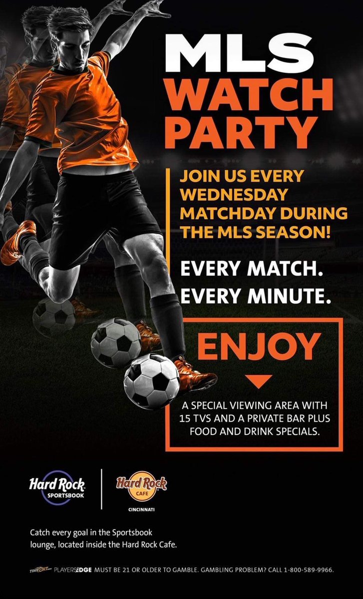 Join the Vanguard and other FCC supporters at the Hard Rock Cafe, in the Sportsbook Lounge, for the most excellent watch parties full of awesome people, amazing food and drink specials and multiple TVs 🦁

#AllForCincy #FCCincy #fcc #MLS