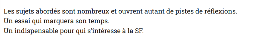 Les premiers retours de l'essai de <a href="/k_tastrof/">Ketty Steward - Partie chez les éléphants bleus</a> sur <a href="/Babelio/">Babelio</a> ! Merci aux lecteurices qui ont pris le temps de donner leur avis et de participer à la discussion. 

Voici les mots de conclusion de <a href="/litentacules/">Aderu. Tentacules Littéraires</a>, merci ! Pour lire le reste, c'est par ici ⬇️
babelio.com/livres/Steward…