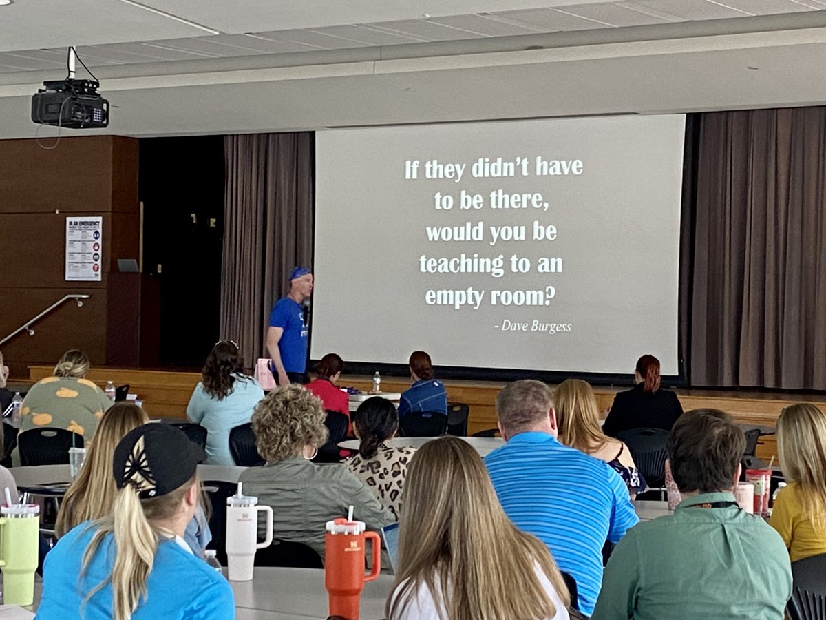 Such a powerful question from Dave Burgess! Full house of educators learning together about ways to increase student engagement at Aledo ISD’s Empower Summer Learning Academy!  #AISDEmpower2023