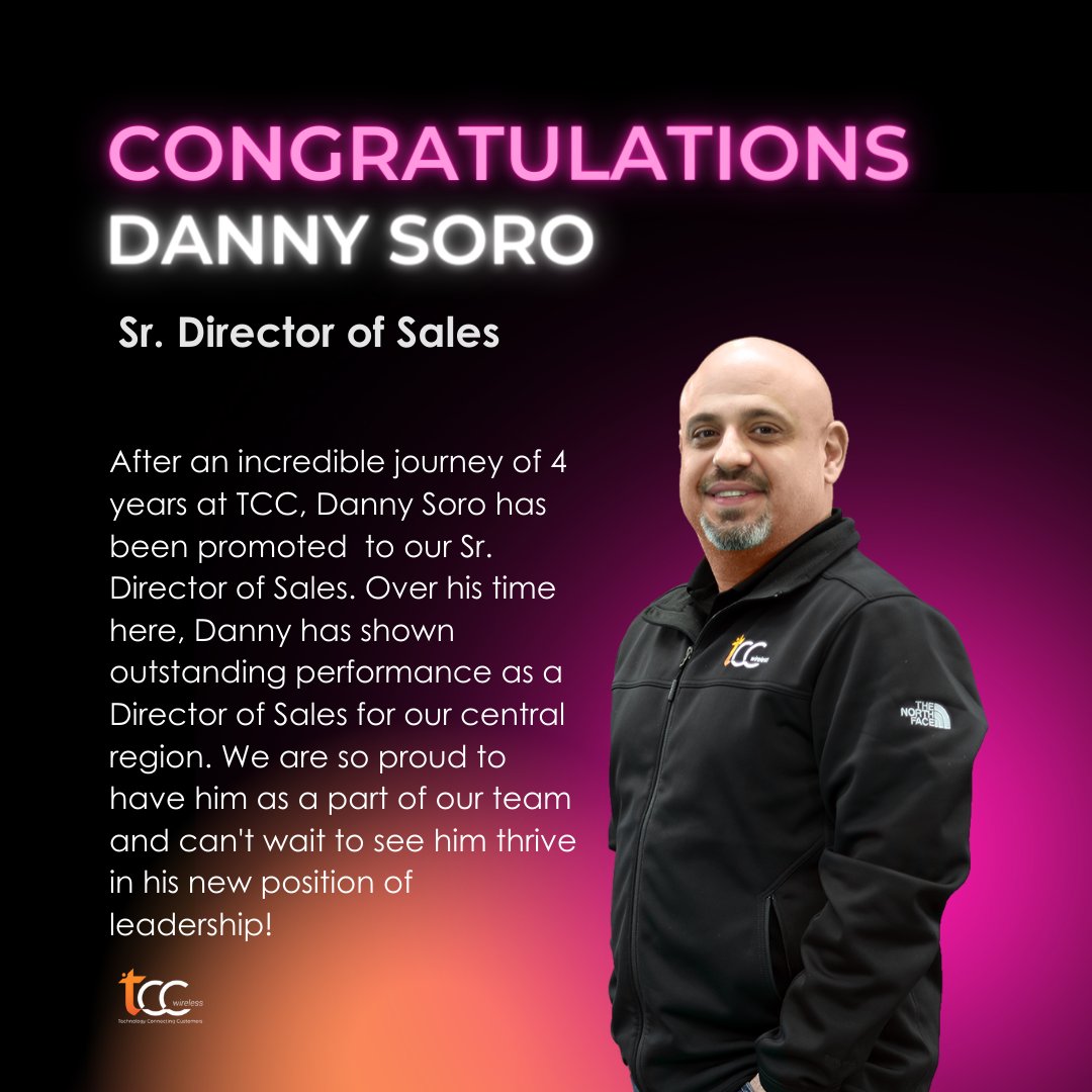 Congrats Danny!! Can't wait to see you crush it as a Sr. Director of Sales 🙌 #wearefamily #tccfamily