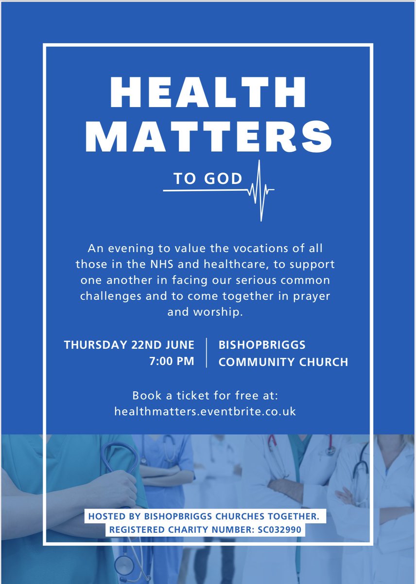 Looking forward to hosting this event with Bishopbriggs churches here at BCC. Free to register your place.  healthmatters.eventbrite.co.uk