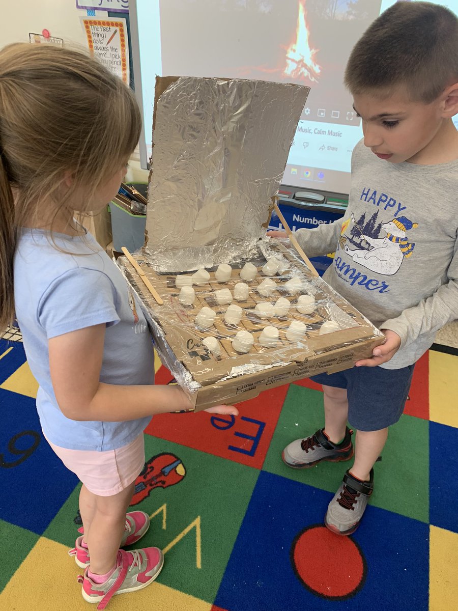 MNdesarno's tweet photo. Solar science… students learned to convert sunlight into energy that’s used to heat an oven using aluminum panels and a pizza box. Our homemade oven melted the s’mores! #littleeinstein #solarenergy @MsApuzzo @VoorheesPTA @VoorheesPrin https://t.co/upF0r2VoEZ