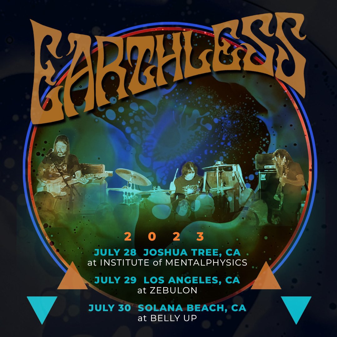 We're super stoked to announce a few summertime shows happening in between tours, hope you can join us for some high volume, cosmic entertainment! 🚀🏜️👽🎸🔥🤘🏽🌊 We're rolling through Joshua Tree, LA and Solana Beach...tickets on sale tomorrow👉🏽 Earthlessofficial.com/tour-dates