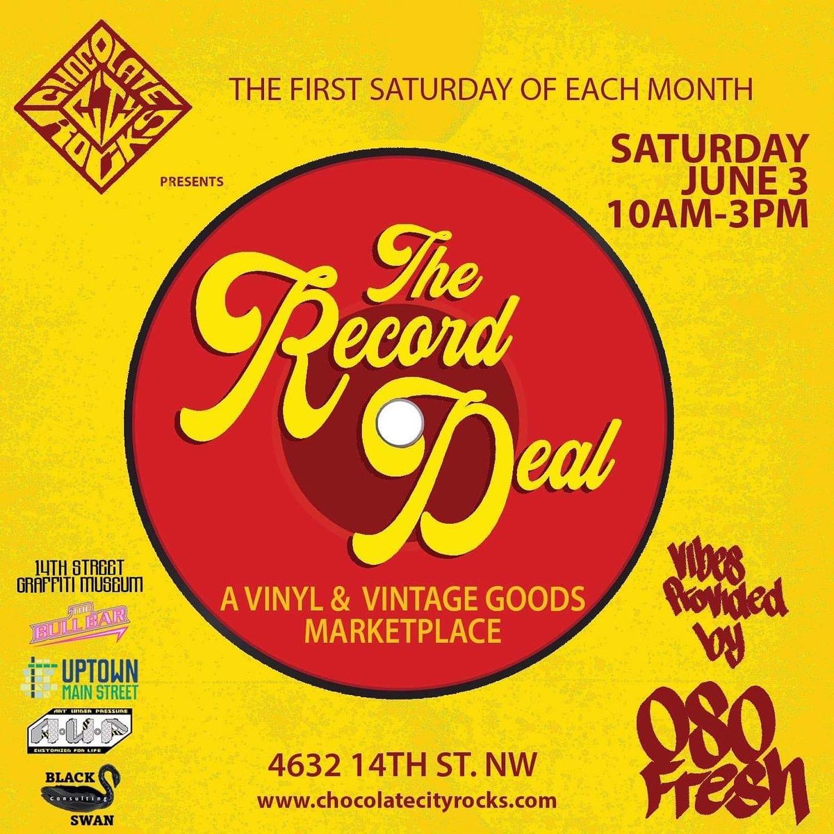 Our MONTHLY“The Record Deal!” Outdoor Vinyl &amp;  Vintage Marketplace is enjoying some local news coverage 😎

Looking forward to seeing DMV People of Culture this Saturday June 3rd in Uptown NW, Chocolate City, USA! 

Info/RSVP: eventbrite.com/e/the-record-d…

#chocolatecityrocks
