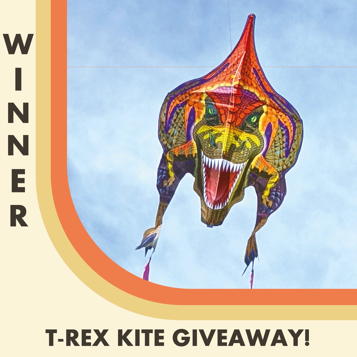 flyxkites's tweet photo. 🎉Congratulations to Karen Webster Hunt for winning our T-Rex Kite Giveaway contest! 🎉 The lucky winner of a fabulous WindNSun  T-Rex Kite that will have you soaring high in the sky! 🦖🌤️ Thanks to everyone who participated 😍 Stay tuned for  future giveaways! 🙌 https://t.co/C8M6WFletq