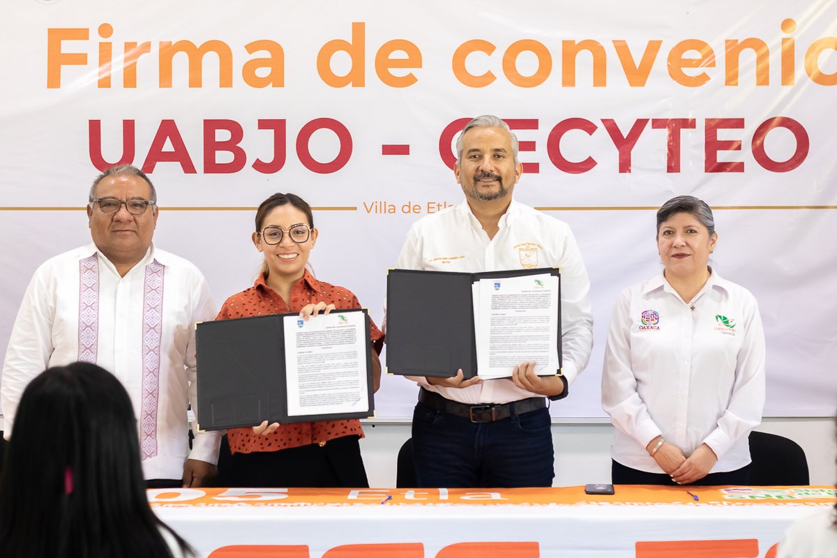 Rector Cristian Carreño (@rectorcristian) on Twitter photo Saludo con gusto a mi amiga <a href="/blancaluzmtz/">Blanca Martínez</a>, Directora del Colegio de Estudios Científicos y Tecnológicos del Estado de Oaxaca, con quien hoy compartimos la alegría de firmar un convenio entre el CECyTEO y la UABJO, en instalaciones del CECyTEO Plantel 5 de Etla.
#inmensamenteUABJO Saludo con gusto a mi amiga <a href="/blancaluzmtz/">Blanca Martínez</a>, Directora del Colegio de Estudios Científicos y Tecnológicos del Estado de Oaxaca, con quien hoy compartimos la alegría de firmar un convenio entre el CECyTEO y la UABJO, en instalaciones del CECyTEO Plantel 5 de Etla.
#inmensamenteUABJO