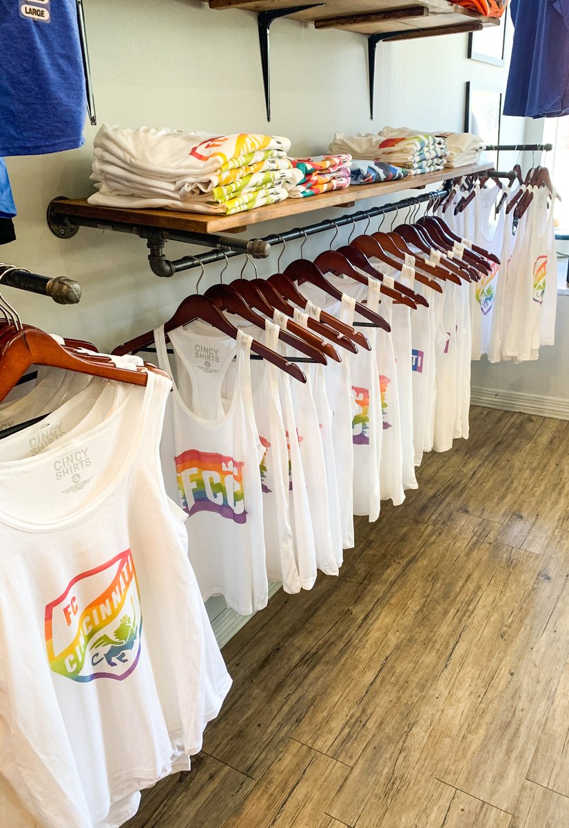 Wear your Pride 🏳️‍🌈 at @FCCincinnati's match on Saturday at TQL Stadium with these $20 white FCC pride tees and tanks at Cincy Shirts Hyde Park.
.
.
#FCCincinnati #AllForCincy #CINvCHI #CincinnatiPride #CincyPride #FCCincy