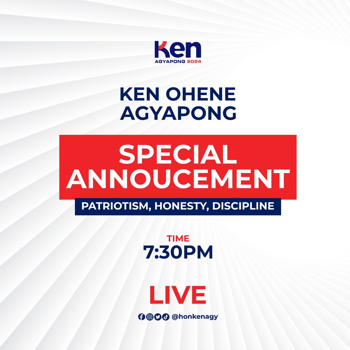 realKenAgyapong's tweet photo. 🚨 Special Announcement 🚨

⏰7:30pm 

Link: https://t.co/wDxpjzvzfB https://t.co/NyIz3zcOBP