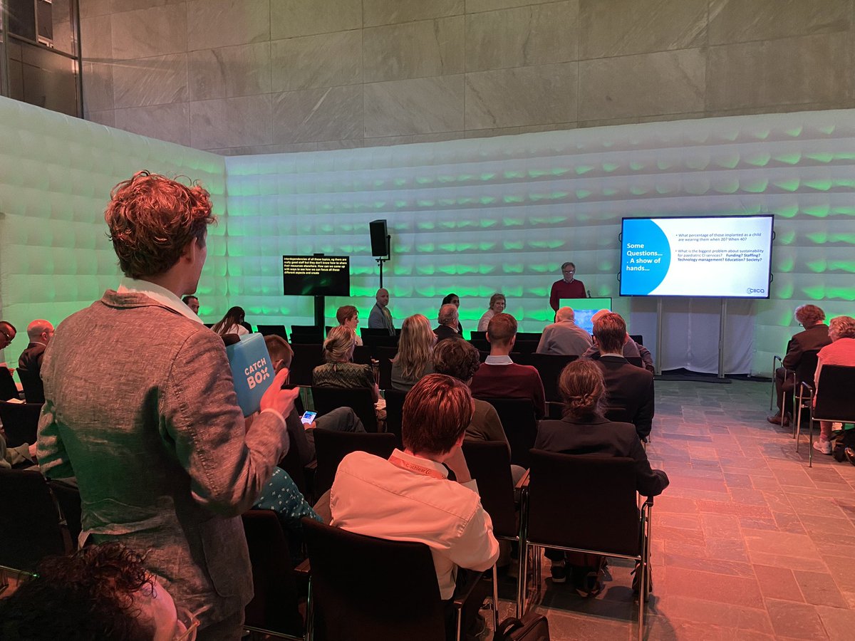 What a fun way to engage with the audience! We asked them about the biggest challenges in sustainability for paediatric CI services. The response was incredible! We had an enthusiastic participation from a lot of people who shared numerous insightful comments. #ESPCI2023