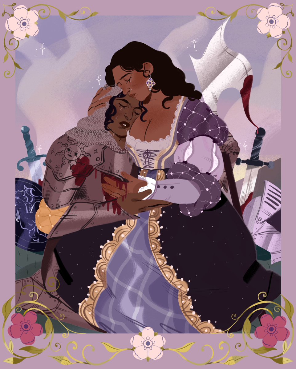 loukoumh's tweet image. Happy pride month 🌈 I have sad wounded knight and her gf for u