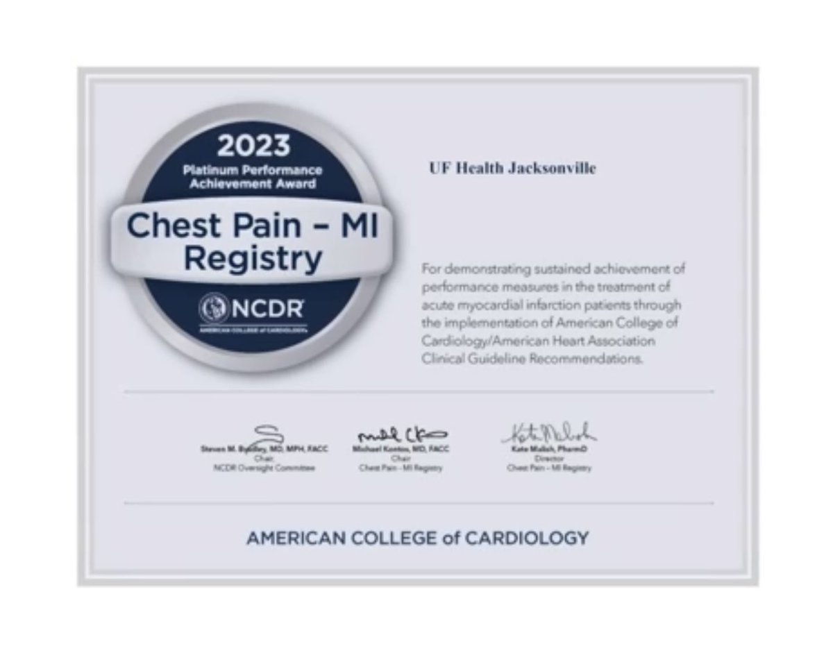 UF Jacksonville Cardiology Fellowship (@ufjaxcards) on Twitter photo We at <a href="/UFHealthJax/">UF Health Jacksonville</a> were just awarded the platinum award by <a href="/ACCinTouch/">American College of Cardiology</a> for providing top quality care for MI patients. Congrats to chief of cardiology Dr. Angiolillo and the #cardiology team! 👏 #teamworkmakesthedreamwork We at <a href="/UFHealthJax/">UF Health Jacksonville</a> were just awarded the platinum award by <a href="/ACCinTouch/">American College of Cardiology</a> for providing top quality care for MI patients. Congrats to chief of cardiology Dr. Angiolillo and the #cardiology team! 👏 #teamworkmakesthedreamwork