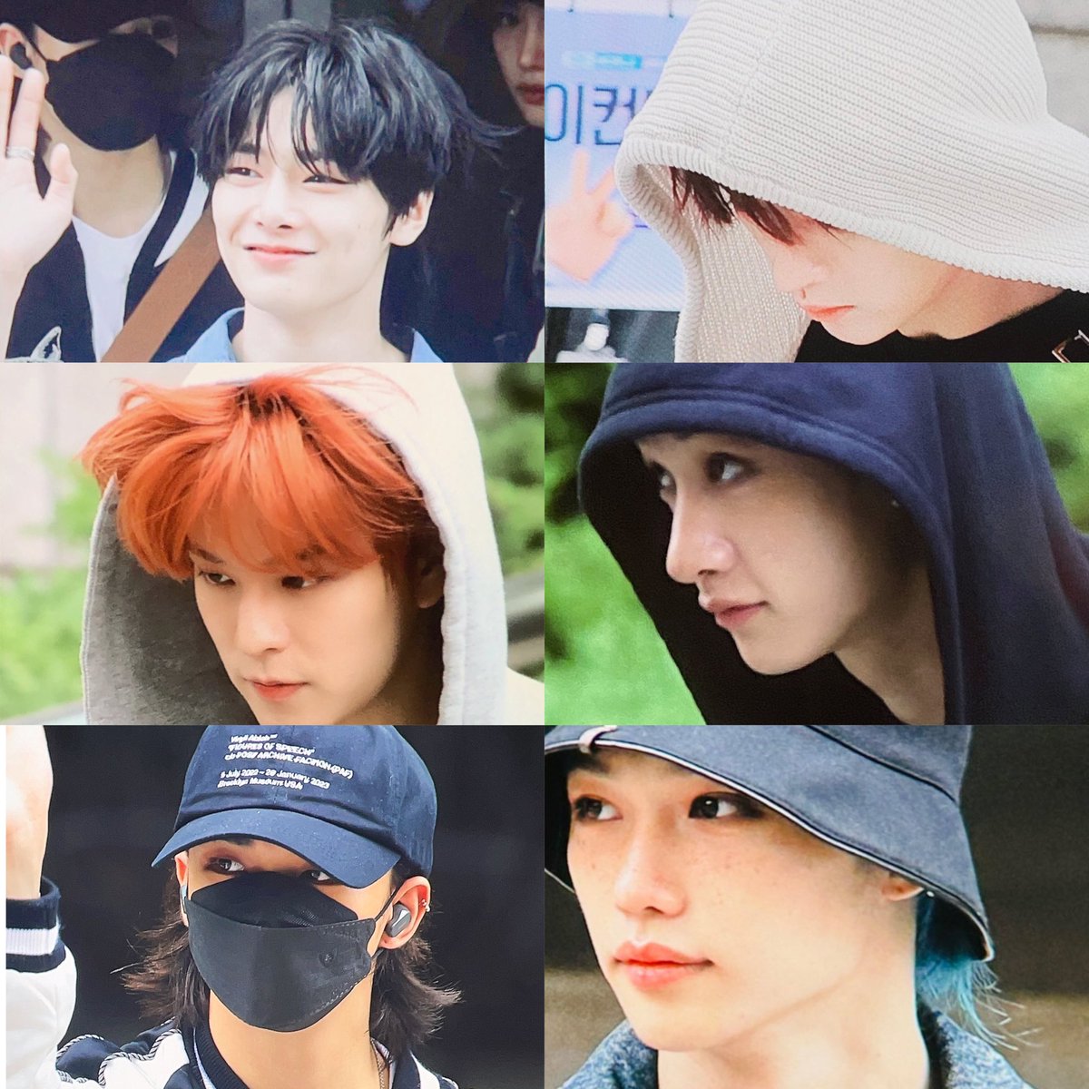 So the colours are similar to GoLive:
Minho orange -> now Seungmin
Seungmin purple/red -> now Minho
Felix silver-grey -> now Jisung

Then we have Felix blue again and Chan, Changbin, Jeongin and Hyunjin black again.
No one blonde this time.