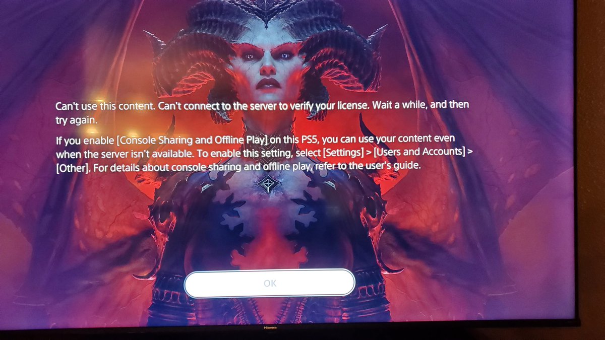 Mck8Mark's tweet photo. I got the same license error on ps5 and now I'm locked out.  So much for early access 

#DiabloIV https://t.co/pqSFltg02N